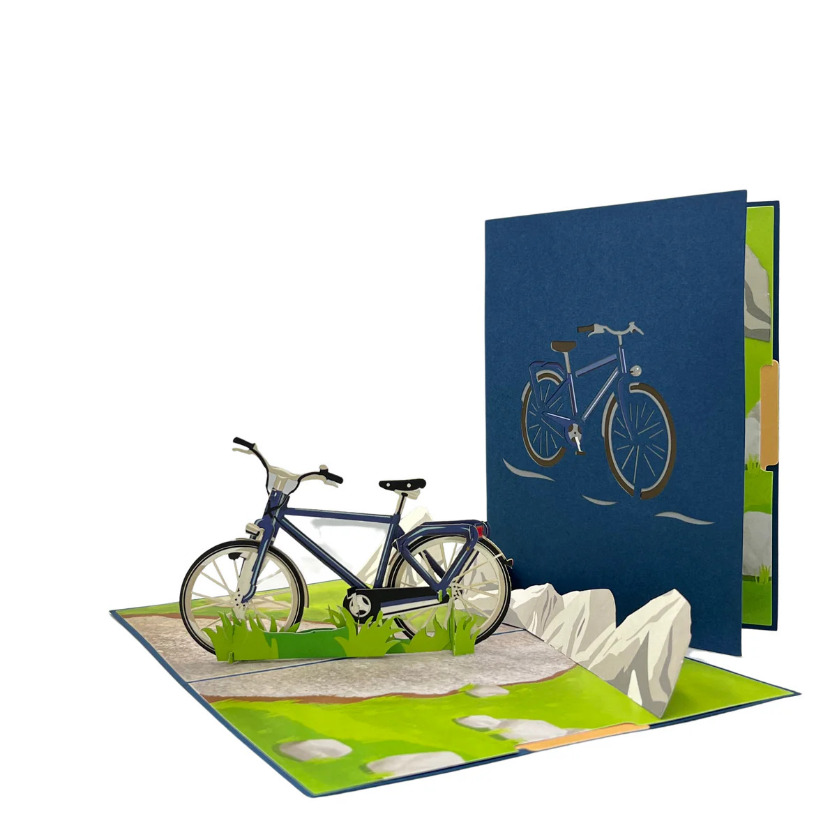 vintage blue bicycle for pop up birthday card