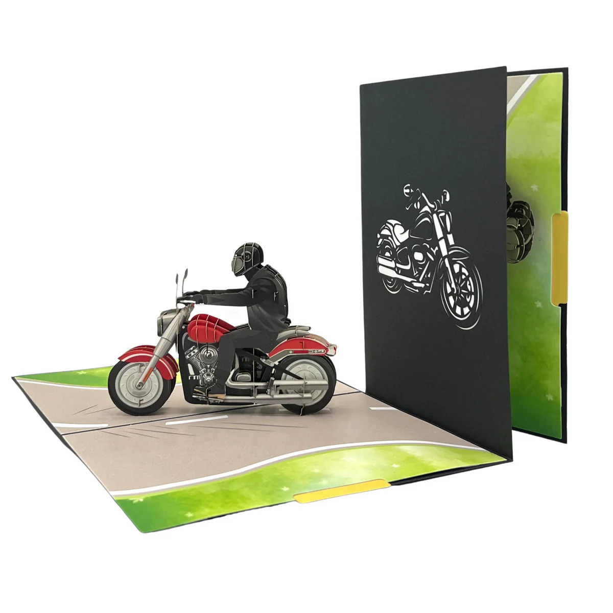 motorbike rider 3d pop up thank you card