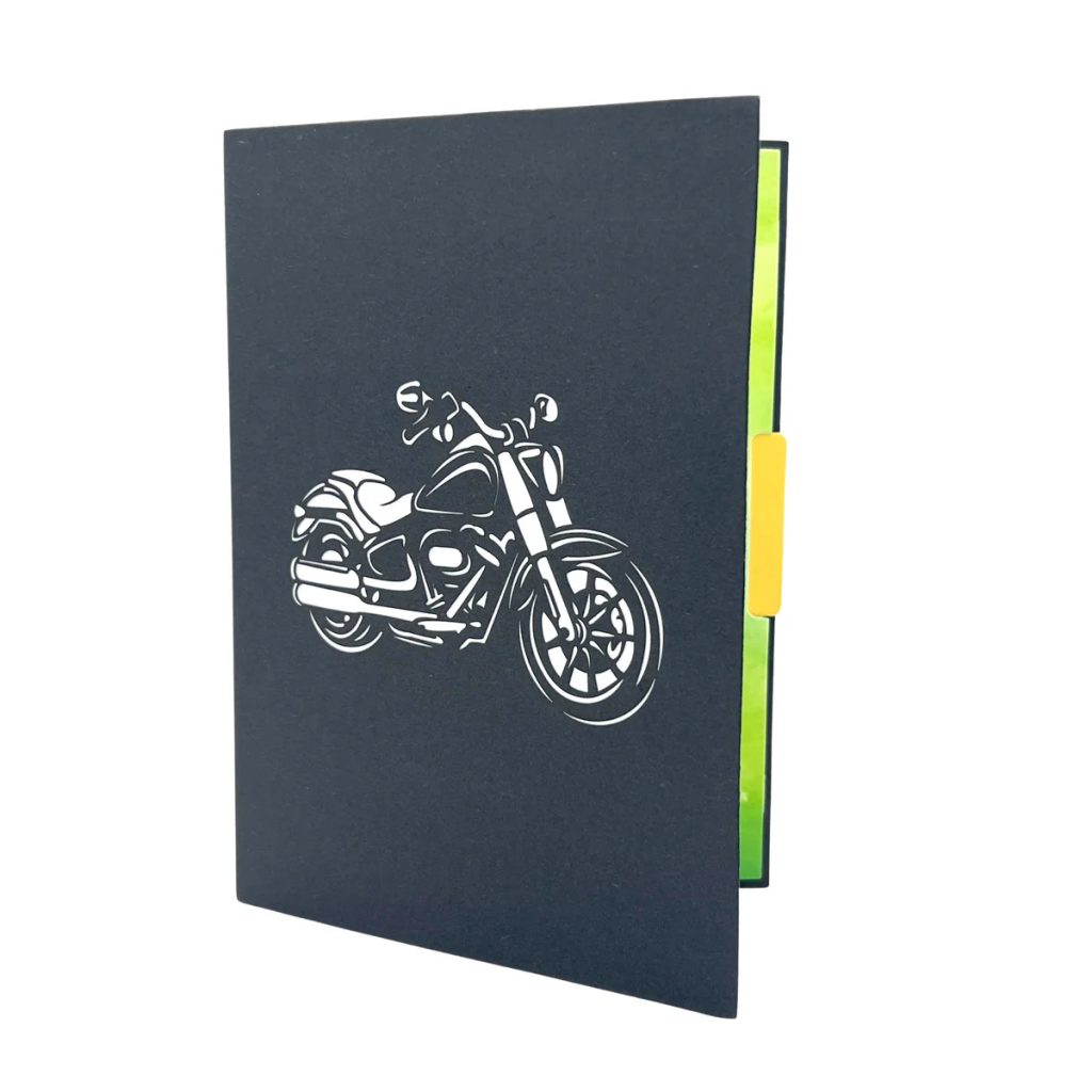 motorbike rider 3d pop up thank you card cover