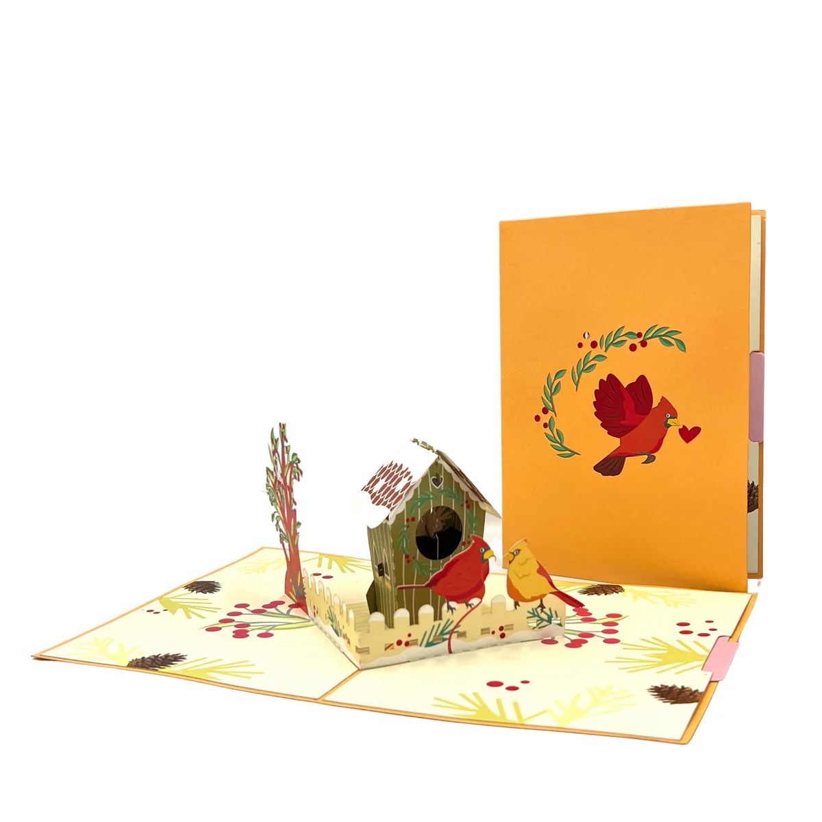 couple bird and bird house for pop up animal greeting card