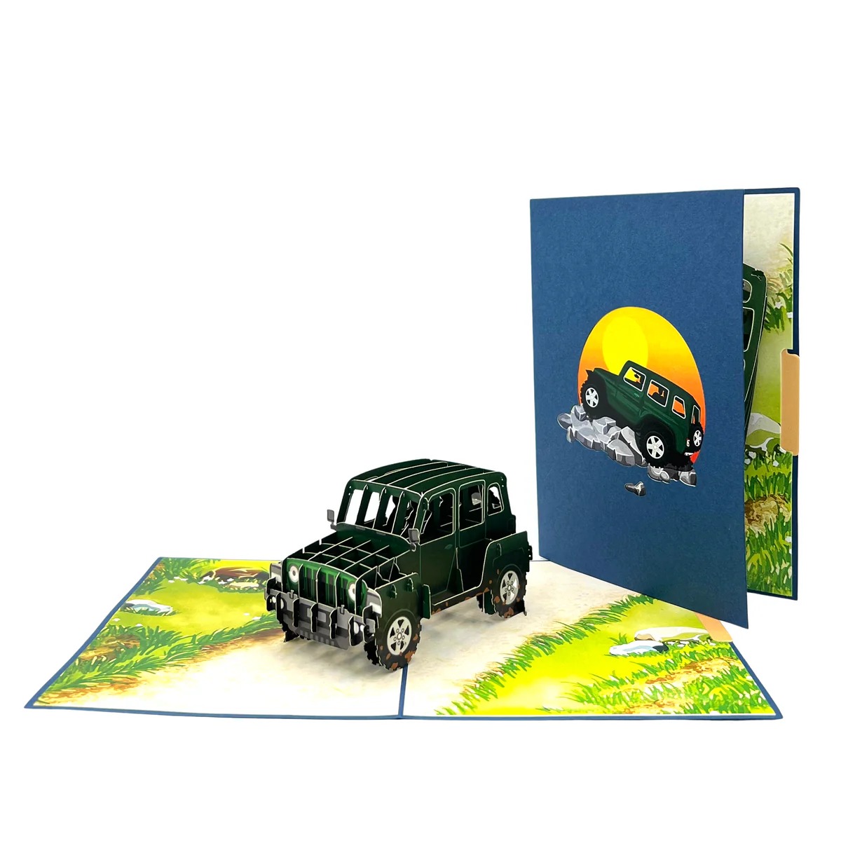 worldpopcards green jeep 3d pop up card for dad