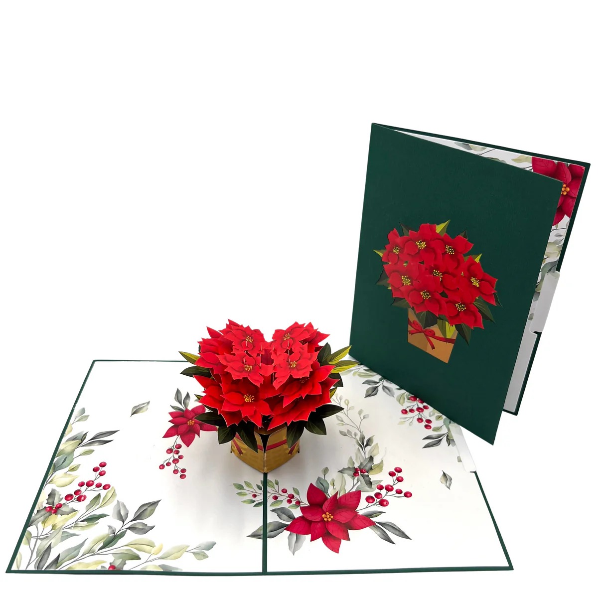 pointsettia basket for pop up thank you card