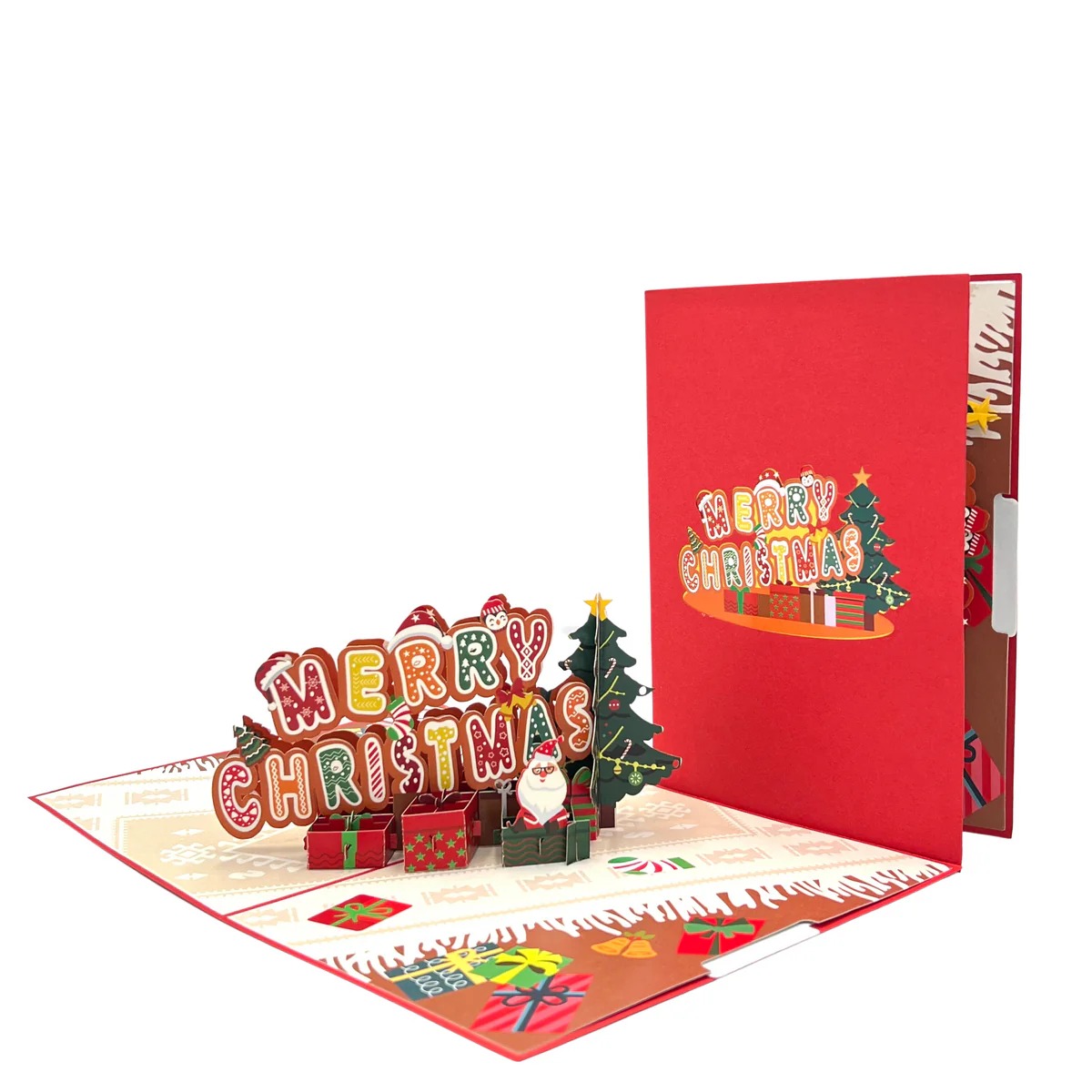 colorful merry christmas for pop up greeting card
